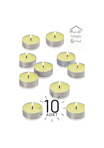 10 Adet Papatya Kokulu Tealight Mum 4 Saat Yanar Dekoratif Mumluk Mumu