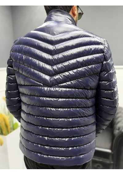 Avni Ceylan Erkek Parlak Şık Slim Fit Kışlık Şişme Mont Lacivert