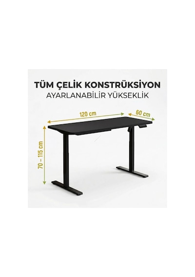 Adornist - Yüksekliği Ayarlanabilir Ergonomik Bilgisayar & Çalışma Masası - Tek Motorlu 2 Hafızalı Siyah, 120 60 Çok Renkli Adornist - Yüksekliği Ayarlanabilir Ergonomik Bilgisayar & Çalışma Masası - Tek Motorlu 2 Hafızalı Siyah, 120 60 Çok Renkli