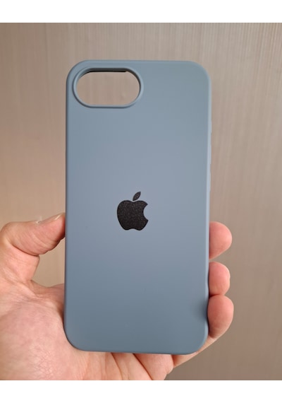 Apple Uyumlu iPhone 16e Logolu İçi Kadife Silikon Lansman Kılıf Füme