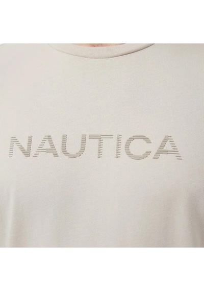Nautica Erkek Bej Regular Fit Baskılı T-shirt-14489