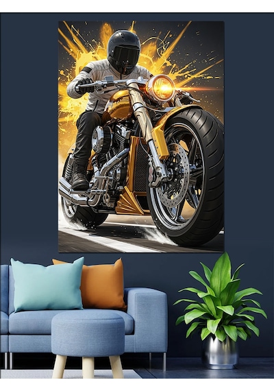 Ahşap Tablo Motosiklet Sürücüsü Teker Yakma