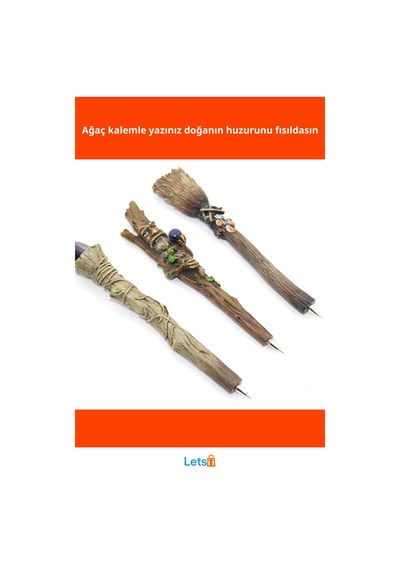 Ağaç Temalı Dayanıklı Polyester Tükenmez Kalem 16 Cm Çok Renkli
