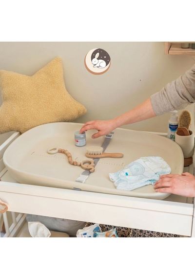 Lunalica Vela Kemerli Bebek Alt Değiştirme Matı Bej - Kolay Silinir - Su Geçirmez - Yenidoğan Ve Bebek İçin Şifonyer Üstü Alt Açma Pedi Minderi