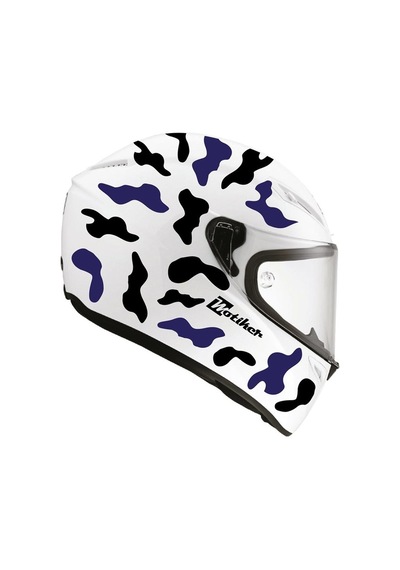 Siyah Mavi Kamuflaj Kask Sticker Modeli