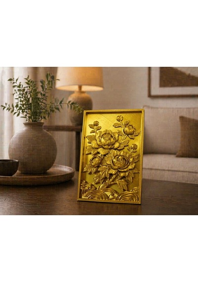 Feng Shui Altın Şakayık Çiçeği Tablosu Aşk, Bolluk Ve Şans Sembolü