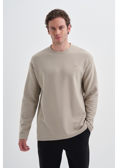 Cazador 50690 Erkek Bisiklet Yaka Sweatshirt Bej