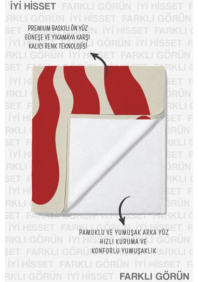 Deniz Yosunu Mercan Temalı Plaj Havlusu - Modern Akdeniz Kırmızı Bej Hızlı Kuruyan Mikrofiber Havlu Uçuk Çiçeği