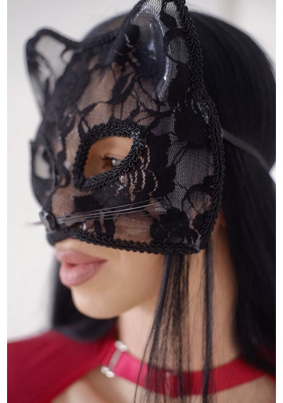 Kitten Dantel Maske - Siyah