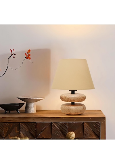 Homing Moji Natural Ahşap Tasarım Abajur Açık Bej