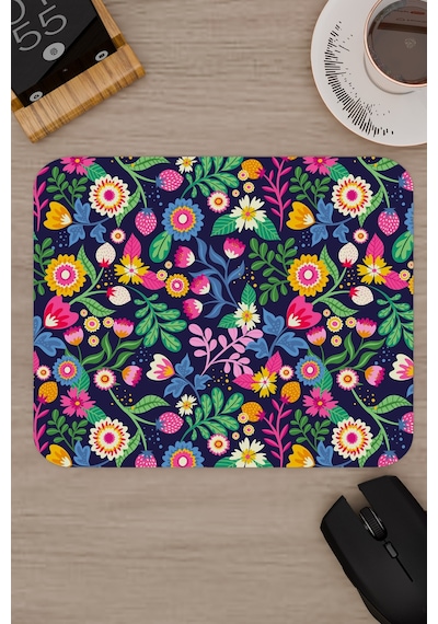 Çiçek Desenleri Kaymaz Dikişli Kauçuk Oyuncu Mousepad V2 - 22x18 Gaming Mouse Pad Fare Altlığı