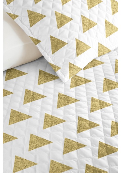 Geometrik Sarı Genç Odası Tek Kişilik Pike Takımı - Modern Beyaz 160x220 Cm Kapitone Yatak Örtüsü Eski Şafak Anısı