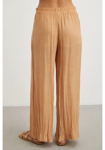Uterpe Crinkle Wide Leg Pantolon Hardal
