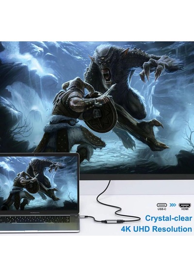 Lexroo 7015 Type C To Hdmı 4k 30hz Usb C Hdmı Kablo Tipi C Dizüstü Bilgisayarlar İçin Akıllı