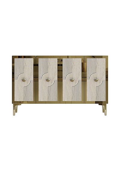 Ka1216btg Pega Konsol Ve Tv Sehpası Beyaz-traverten-gold 120cm