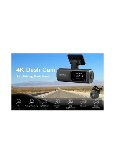 4k Araç Kamerası Wifi Gece Görüşü Hareket Algılama Geniş Açılı Lens 1.47 İnç Ekran Döngüsel Kayıt