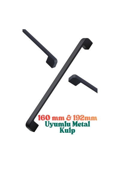 Radius Siyah Metal Mobilya Kulpu 160 Mm 16,0 Cm Uyumlu Modern Mutfak Dolabı Çekmece Kulbu 16,0 19,2 Siyah Siyah