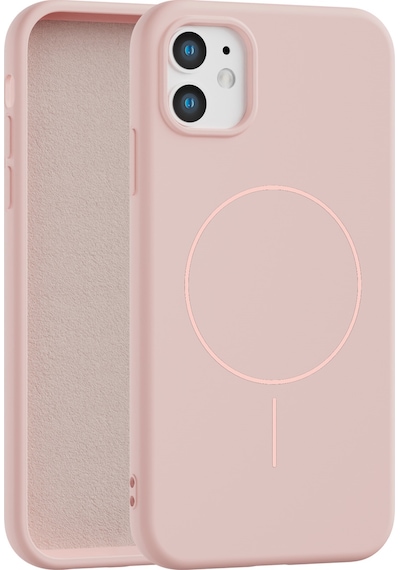Apple Uyumlu iPhone 11 İçi Kadife Magsafe Wireless Şarz Özellikli Telefon Kılıfı Pembe