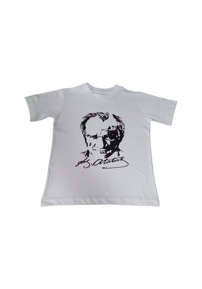 Atatürk Baskılı Tişört Yetişkin Beyaz