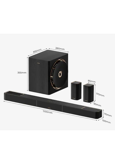 Ultımea Skywave X60 Dolby Atmos 7.1.4 Soundbar, 8" Subwoofer, Surround Ev Sinema Ses Sistemi U4421