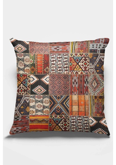 Turuncu Patchwork Çift Taraflı Yastık Kırlent Kılıfı Krl168