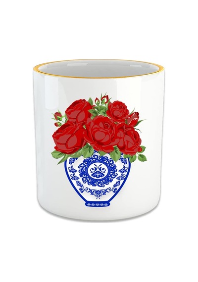 Blue Blanc Kırmızı Gül Espresso, Double Türk Kahvesi Fincanı Çok Renkli