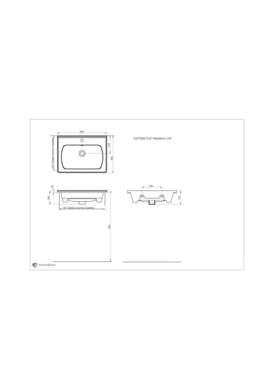 Seramiksan Saturn Flat 60 CM Etajerli Lavabo