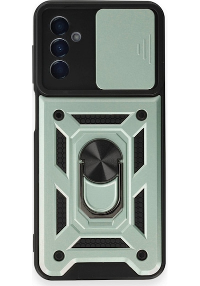 Samsung Uyumlu Galaxy M14 5g Uyumlu Kılıf Pars Lens Yüzüklü Silikon - Yeşil