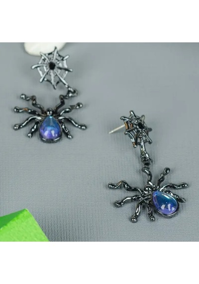 Dükkan Design Y2k Örümcek Detaylı Gotik Küpe Gümüş