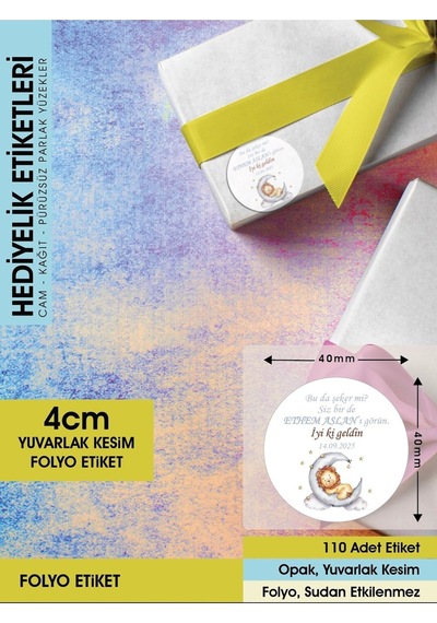 Aslan Konseptli Etiket Hediyelik Etiket 4 CM - 110 Adet Folyo Sticker Renkli