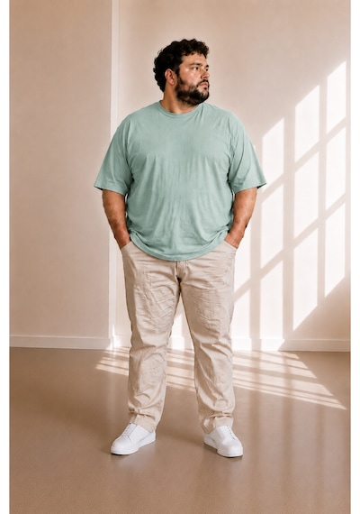 Sngl Tekstil Erkek Büyük Beden Oversize Kısa Kollu T-shirt 3xl 4xl 5xl 6xl 7xl 8xl Açık Yeşil