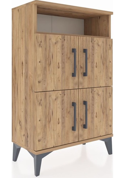 Arges Komodin Tek Raflı 4 Kapaklı 60x30x96 Çam-çam Çam