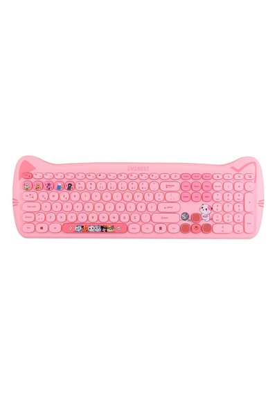 Everest Km-6283 Catty Kablosuz Ultra Sessiz Özel Tasarımlı Q Klavye & Mouse + Mouse Pad Set Bej