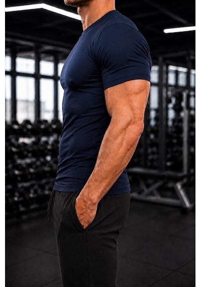 Sapeur Erkek Premium Dar Compression Tişört - Esnek Ve Nefes Alan, Spor & Günlük Tişört Lacivert