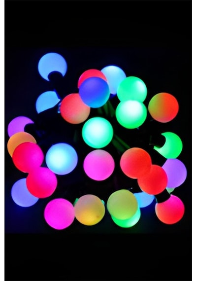 5 Metre Eklemeli 28 Top Rgb Işıklı Aydınlatma Yılbaşı Gece Parti Süsü Aydınlatması Led Şerit