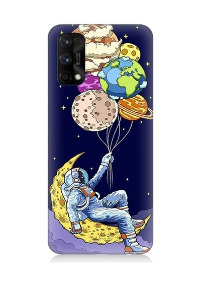 Realme 7 Pro Uyumlu Astronot Ve Gezegenler Desenli Silikon Kılıf