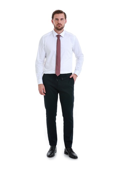 Hatemoğlu Beyaz Slim Fit Düz 100% Pamuk Slim Yaka Uzun Kollu Saten Gömlek 27787 4111993