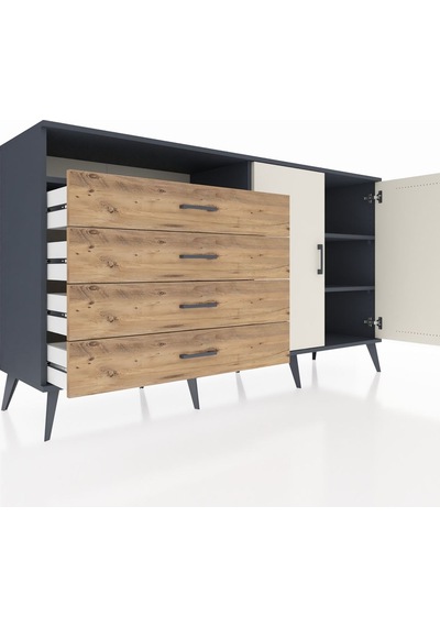 Hyperion Konsol 3 Raflı 4 Çekmeceli 2 Kapaklı 176x44x99 Antrasit- Antrasit-aytaşı/çam Hyperion Konsol 3 Raflı 4 Çekmeceli 2 Kapaklı 176x44x99 Antrasit- Antrasit-aytaşı/çam