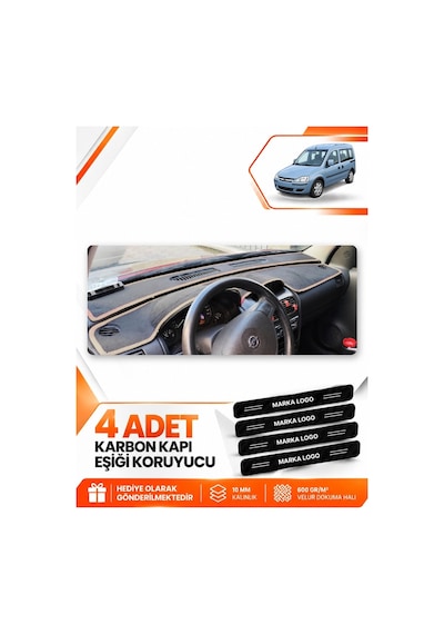 Opel Combo C 2001-2011 Uyumlu Ön Örtüsü Torpido Koruma Koruyucu Kılıfı Halısı - Siyah Bej
