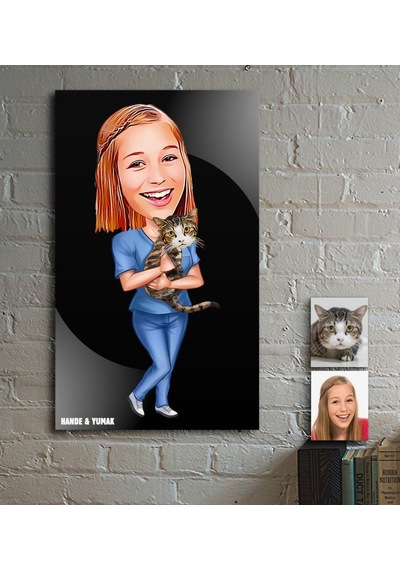 Kişiye Özel Evcil Dostum Karikatür Ahşap Tablo - 4