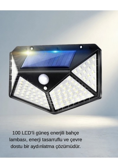 Hareket Sensörlü Güneş Enerjili 100 Led Dış Mekan Lamba Renkli