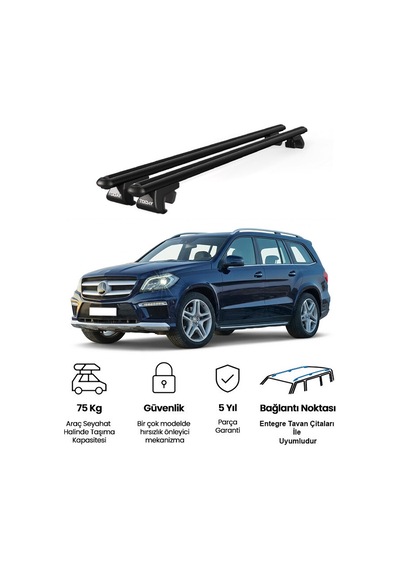 Venüs Mercedes-benz Gl X166 2013-2016 Uyumlu Siyah Ara Atkı Port Bagaj Tavan Barı