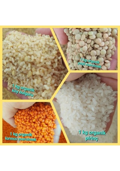 Köy Bulguru 1 Kg Pirinç 1kg Yeşil Mercimek 1 Kg Kırmızı Mercimek 1 Kg Köy Mahsulu Doğal