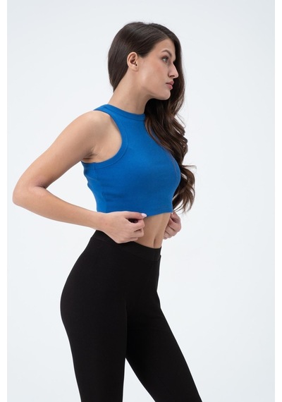 Quhox Kadın Kaşkorse Crop Atlet Saks