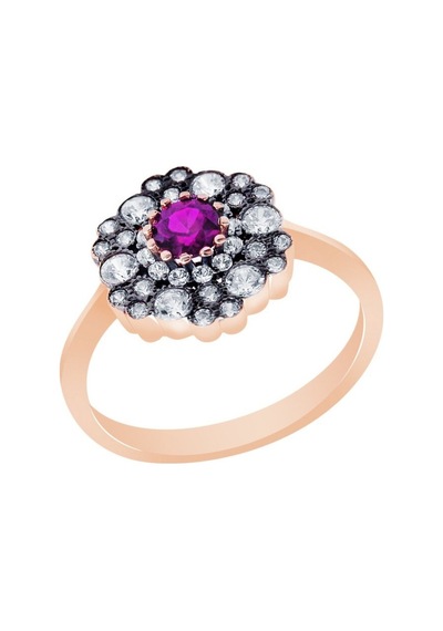 Diamond Line - Gülaylar - Altın 14 Ayar Elmas Görünümlü Yüzük (532068912)