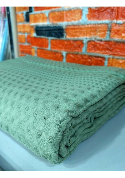 Şaheser %100 Pamuk Tek Kişilik Pike 160x220 Tek Pike -yeşil Yeşil