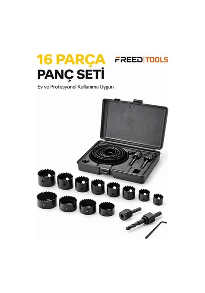 16 Parça Panç Seti 19-64 Mm Ahşap Metal Plastik Delme Uçları Seti