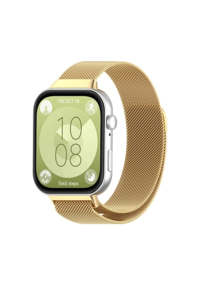 Huawei Watch Fit 3/4/4 Pro Uyumlu Hasır Metal Örgü Işlemeli Mıknatıslı Kordon Kayış