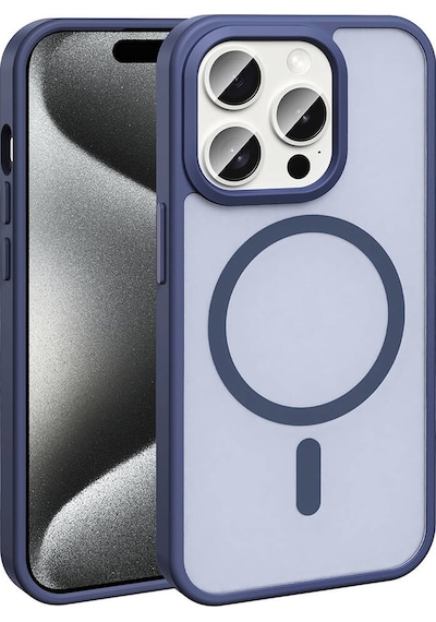 Rba Aksesuar Apple Uyumlu iPhone 15 Pro Max Kılıf M-safe Şarj Özellikli Mat Arka Yüzey Rba Sio Kapak - Lacivert Lacivert