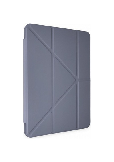 Apple Uyumlu iPad 8. Ve 9. Nesil 10.2 Inç Kılıf Kalemlikli Premium Standlı Kılıf Trifolding Gri Kılıf